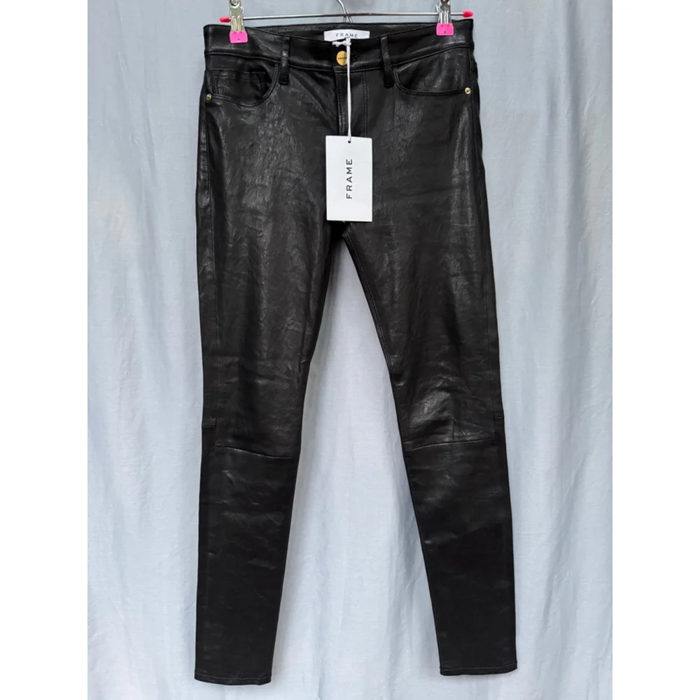 NWT Leather Frame Le Skinny de Jeanne Women's Pants, Black 26 Authentic lamb - Picture 4 of 11